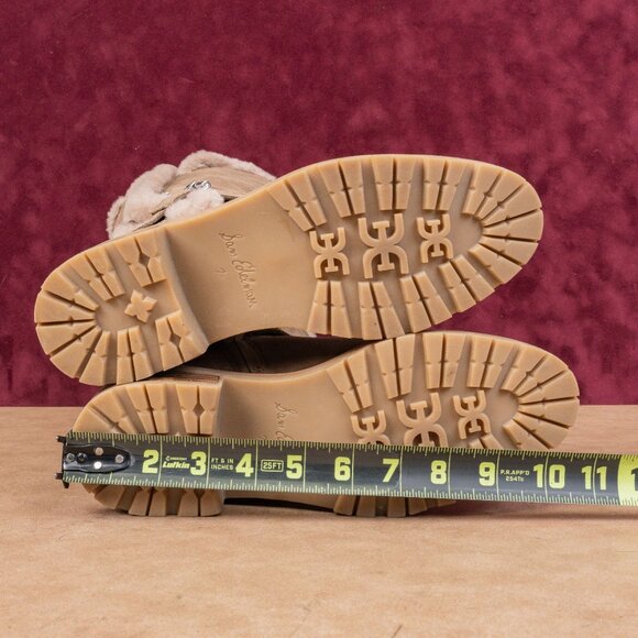 Sam Edelman Women Jailyn Taupe Waterproof Suede Plush Lined Zip Lug Boots sz 7.5 - Picture 5 of 8
